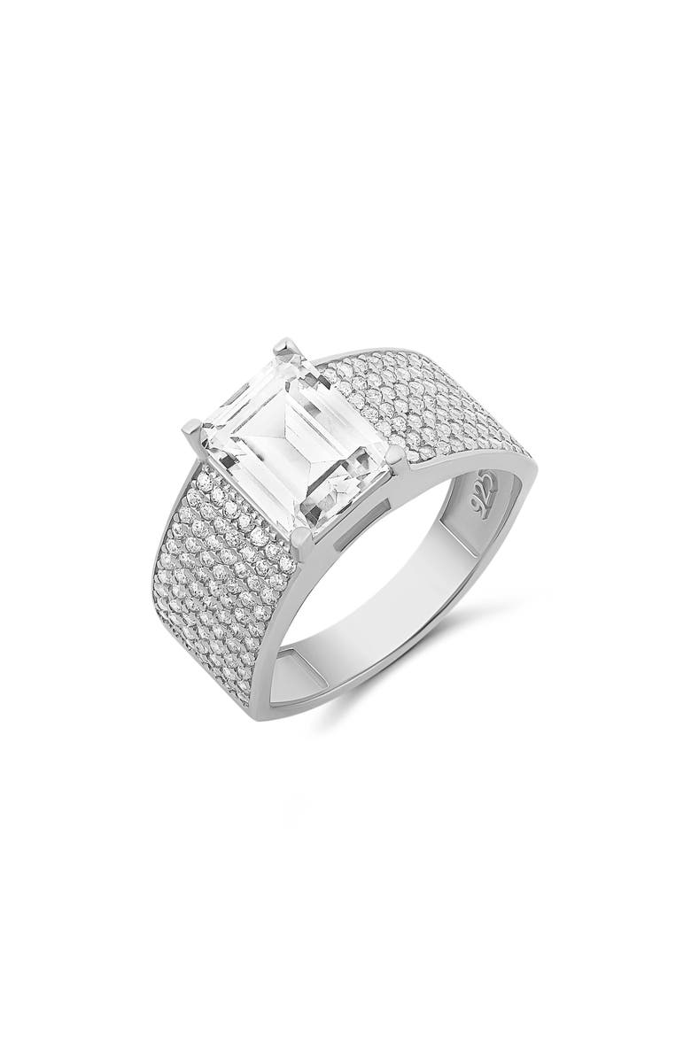 SHYMI Wide Cubic Zirconia Pavé Band Ring, Main, color, Silver