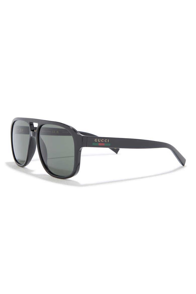 57mm Navigator Sunglasses, Alternate, color, BLACK