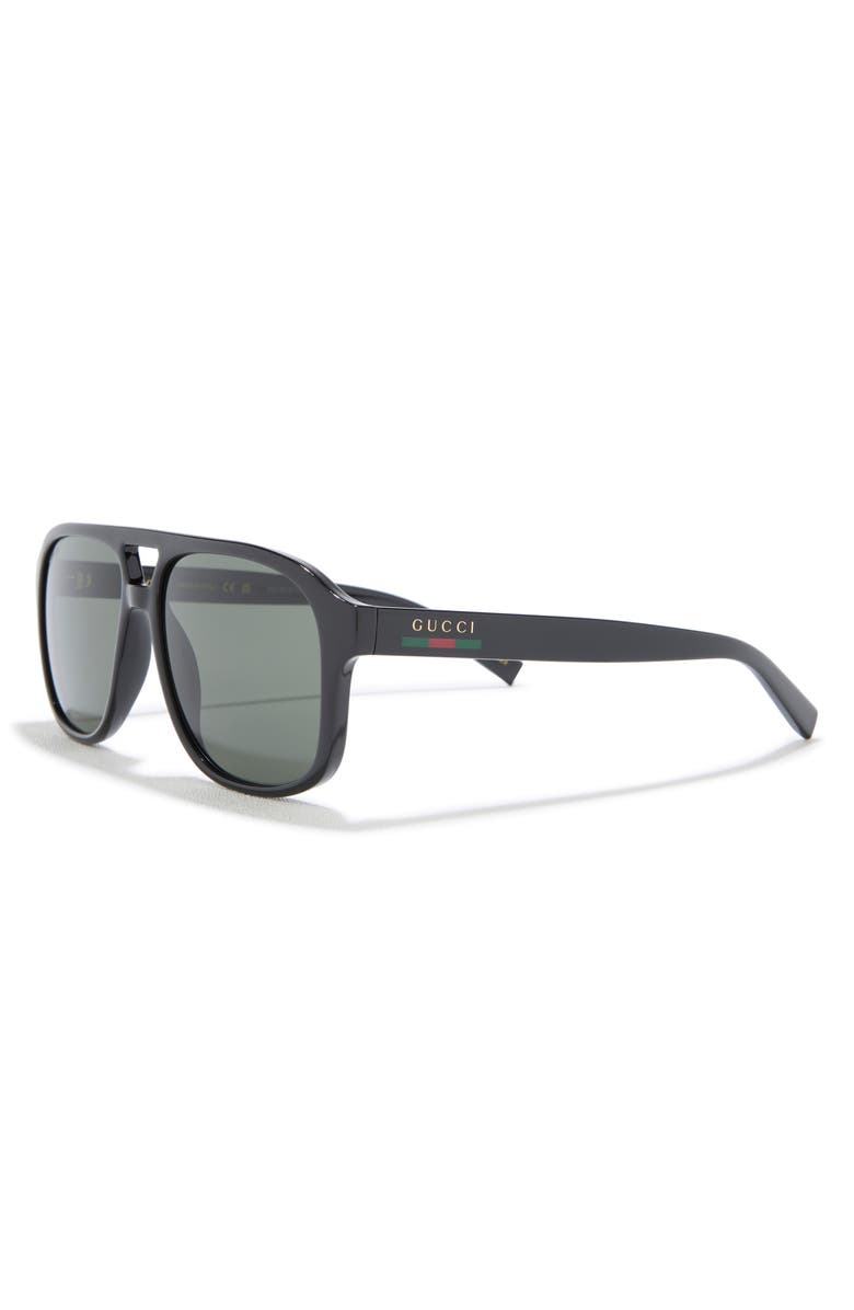 Gucci 57mm Navigator Sunglasses, Alternate, color, Black