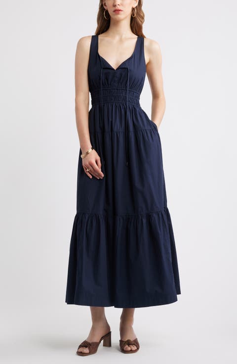 Cotton Poplin Tiered Maxi Sundress