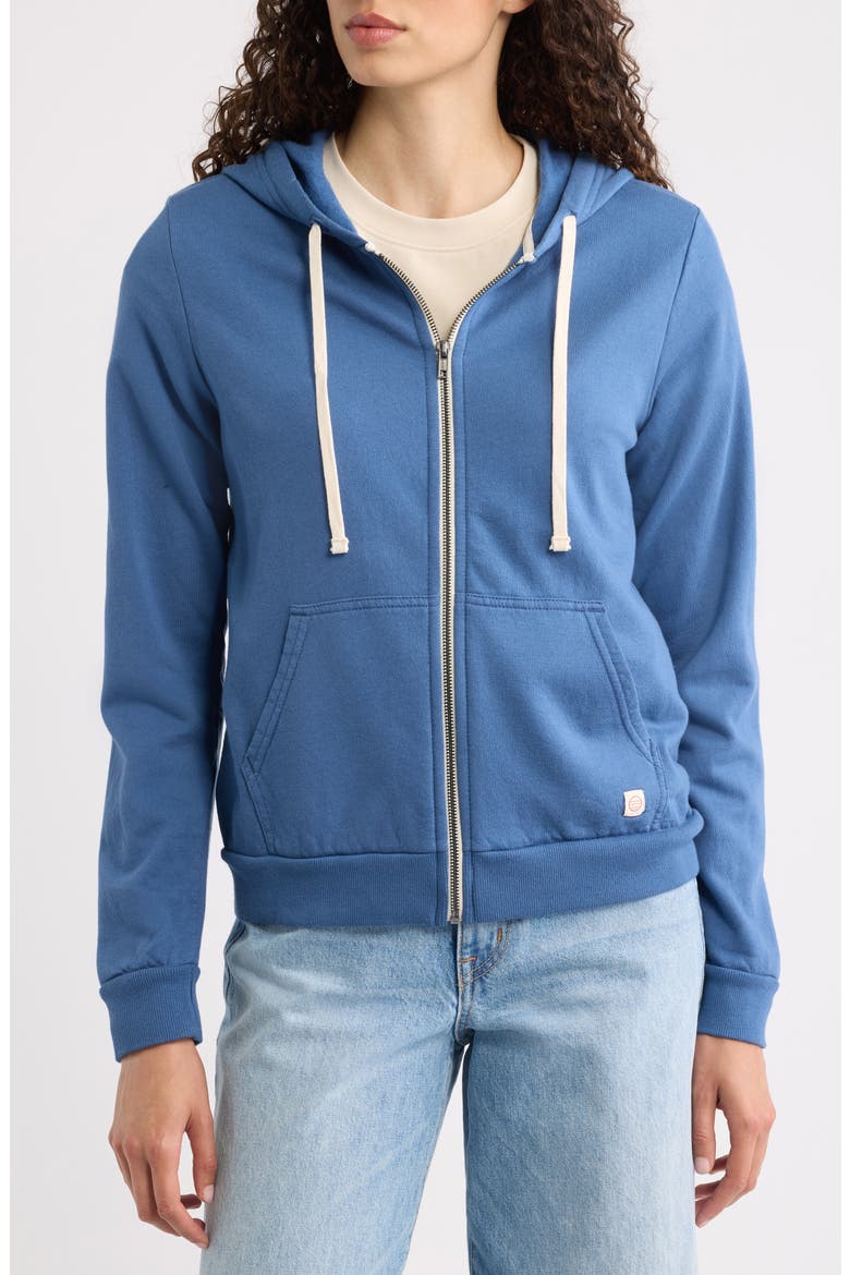 Afternoon Cotton Blend Zip Front Hoodie, Alternate, color, FADED NAVY