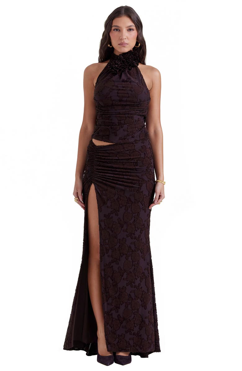 HOUSE OF CB Kyra Halter Top, Alternate, color, Brown Leather