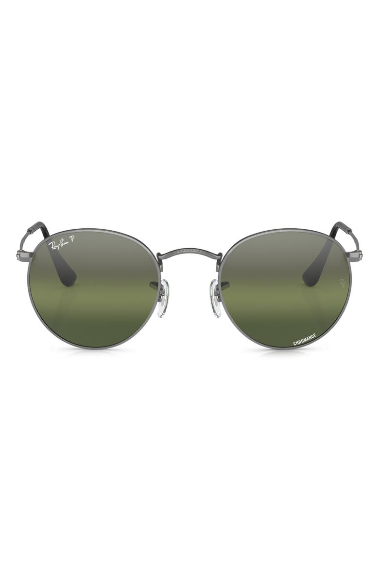 Ray-Ban 53mm Round Polarized Sunglasses, Main, color, Gunmetal