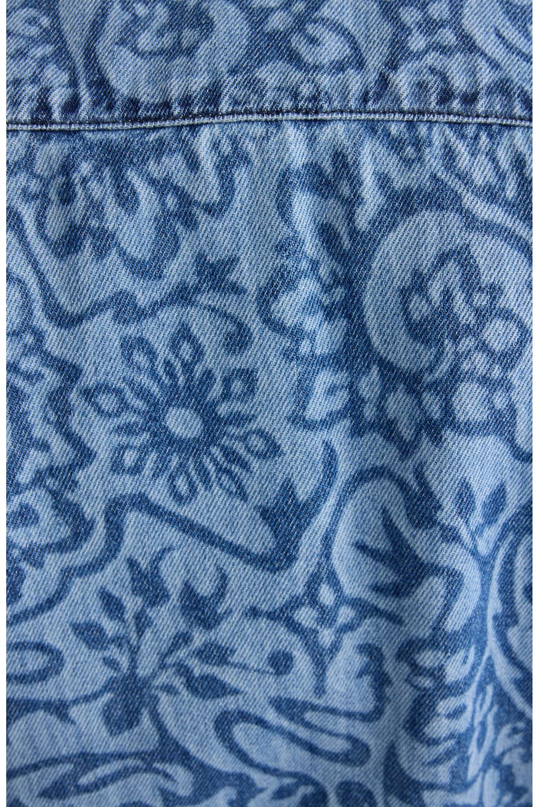 Cheers Lasered Denim Shirt, Alternate, color, BLUE
