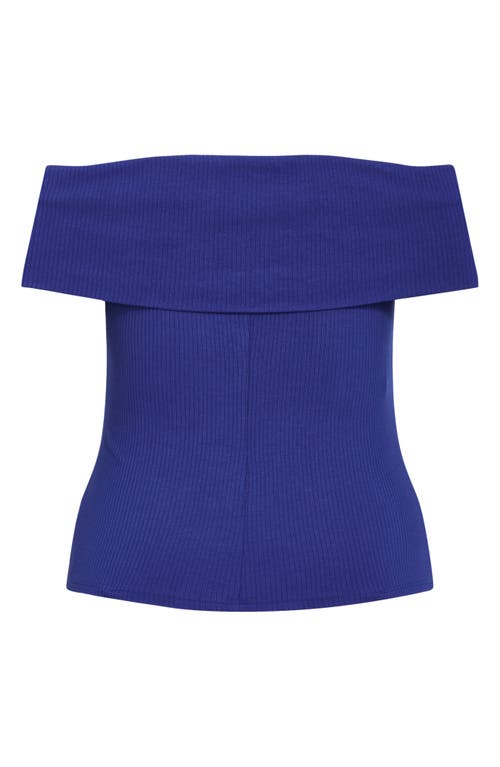 Shop City Chic Jessa Off The Shoulder Knit Top In Cobalt