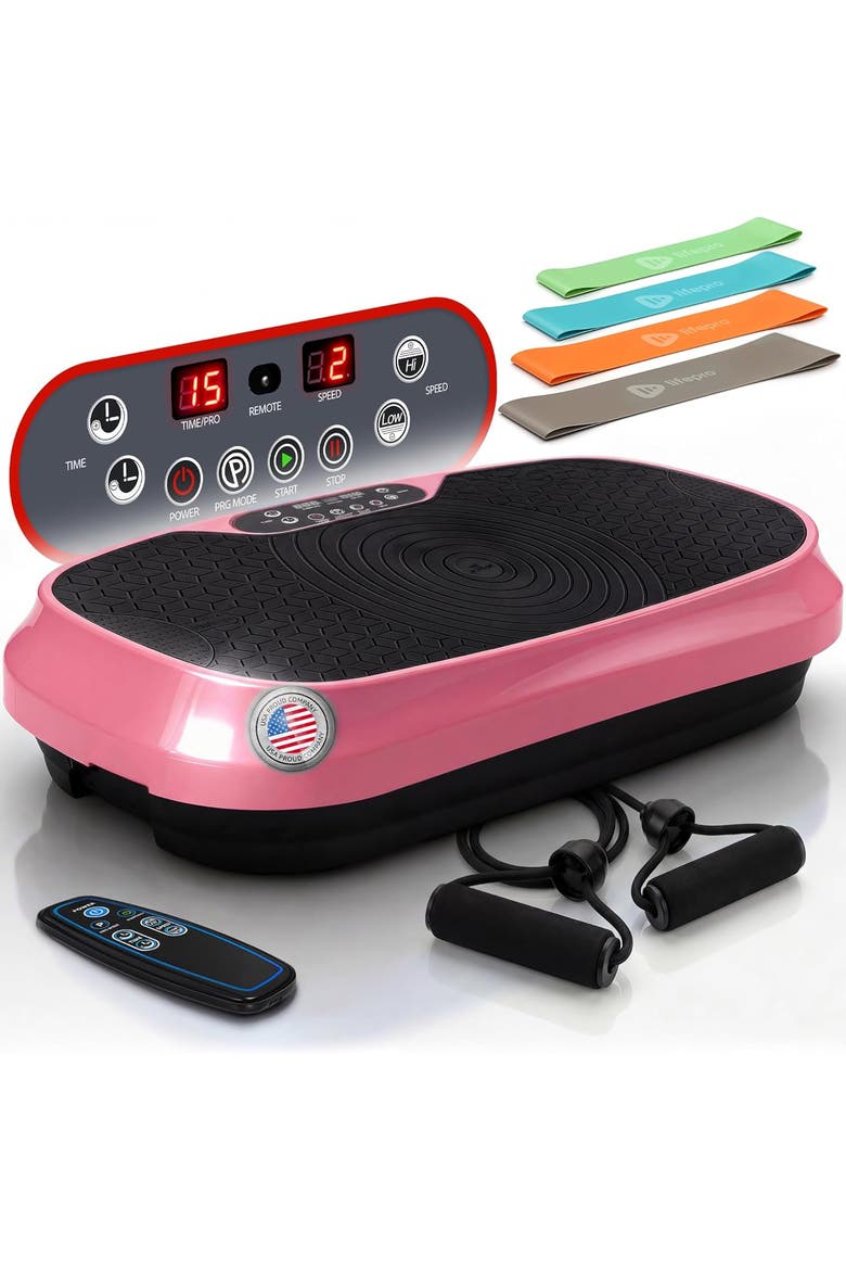 Waver Mini Vibration Plate Exercise Machine for Muscle Toning & Recovery, Main, color, Pink
