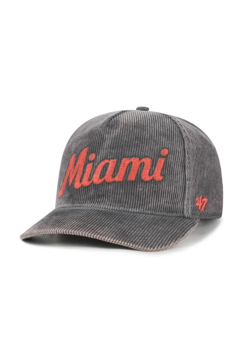 Men's '47  Gray Miami Hurricanes Reclaim Snow Wash Corduroy Hitch Adjustable Hat, Main, color, Gray