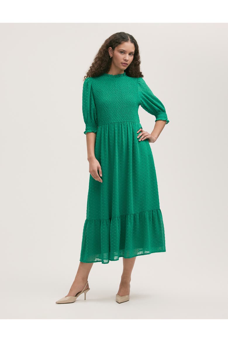 Amelia 3/4 Sleeve Chiffon Midi Dress, Main, color, Green