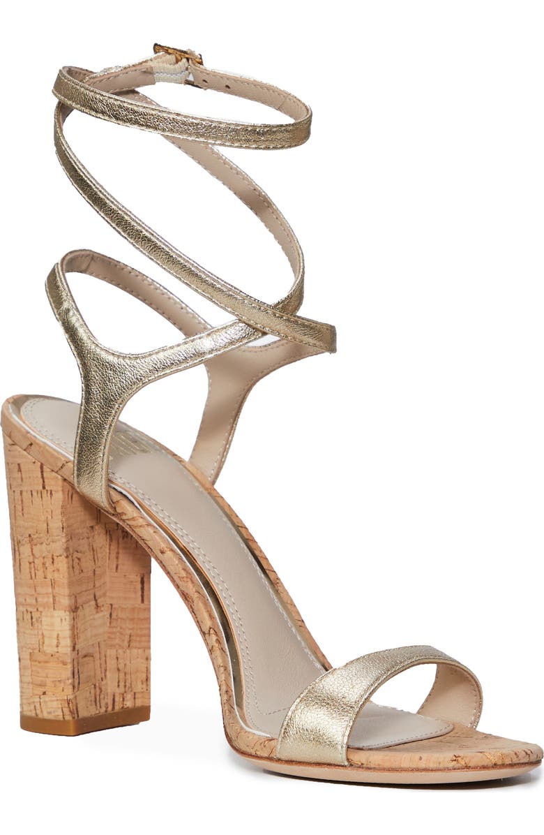 PAIGE Niko Ankle Tie Sandal, Main, color, Light Gold