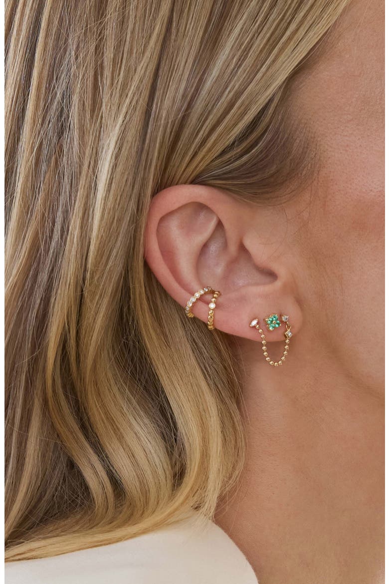 Quad Emerald Stud Earrings, Alternate, color, 14K YELLOW GOLD