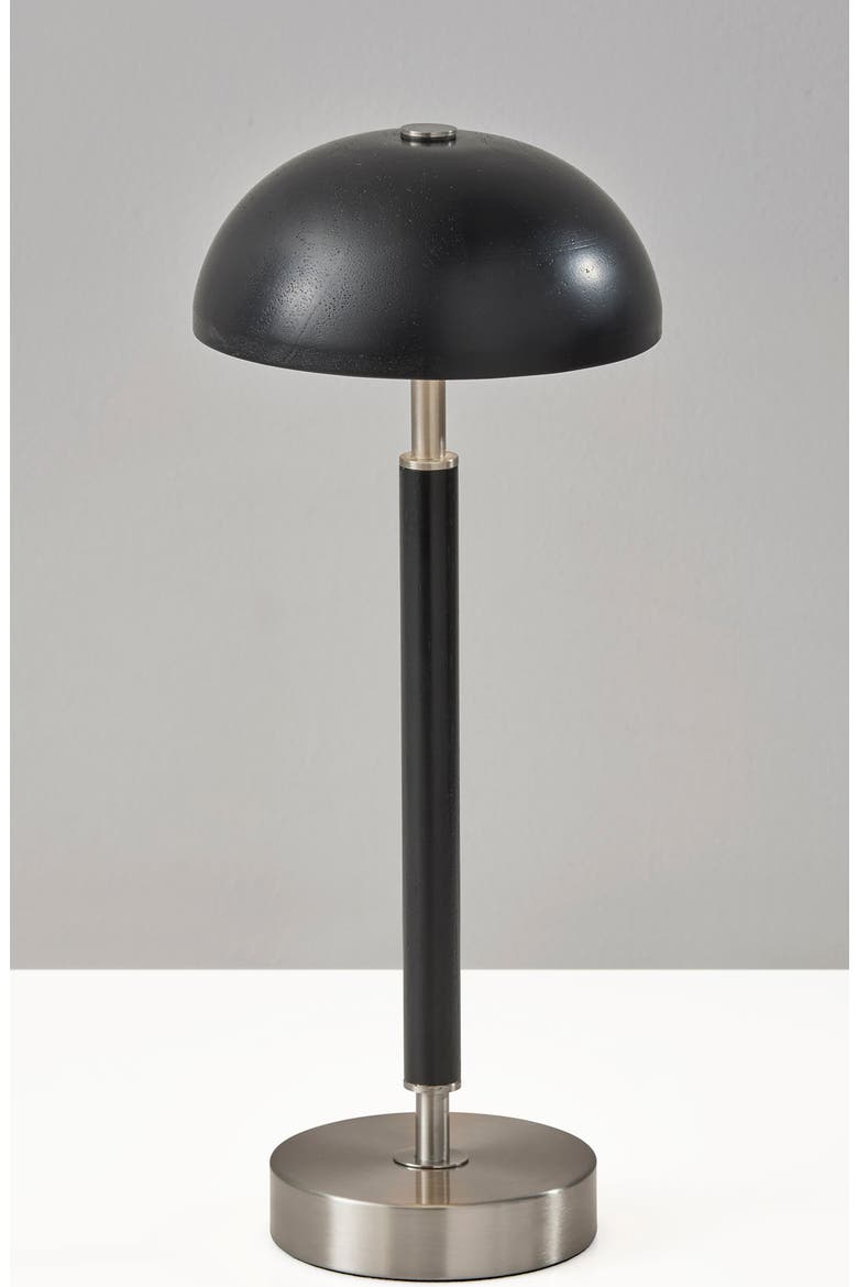 Ronny Cordless LED Table Lamp, Alternate, color, BLACK WOOD / BRUSHED STEEL