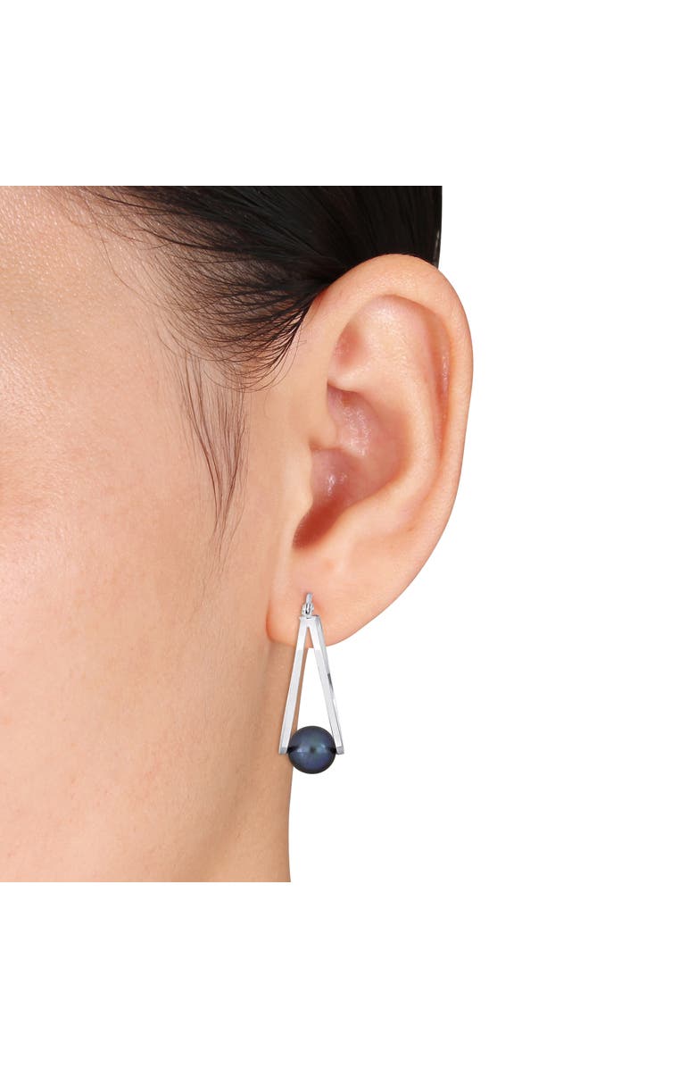 Julianna B. Black Cultured Pearl Drop Hoop Earrings, Alternate, color, Cultured Freshwater Pearl