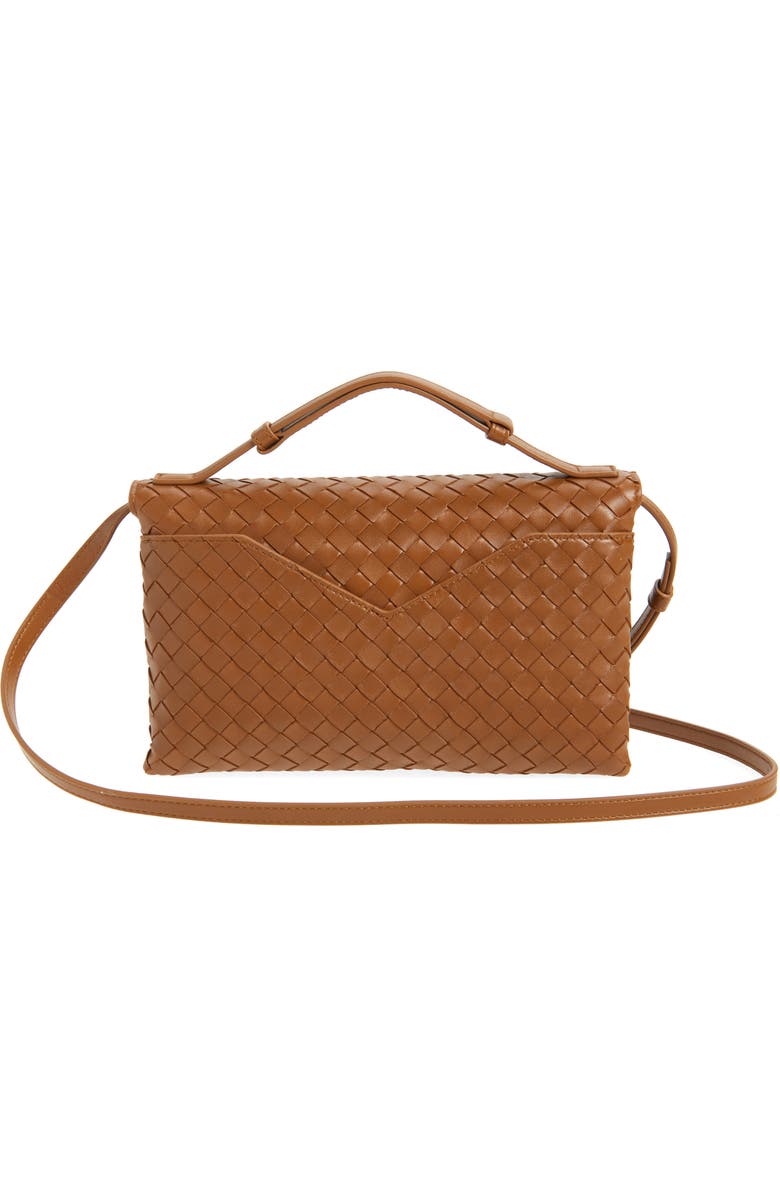 Bottega Veneta Knot Lock Intrecciato Leather Shoulder Bag, Alternate, color, 2599 Amber-M Brass