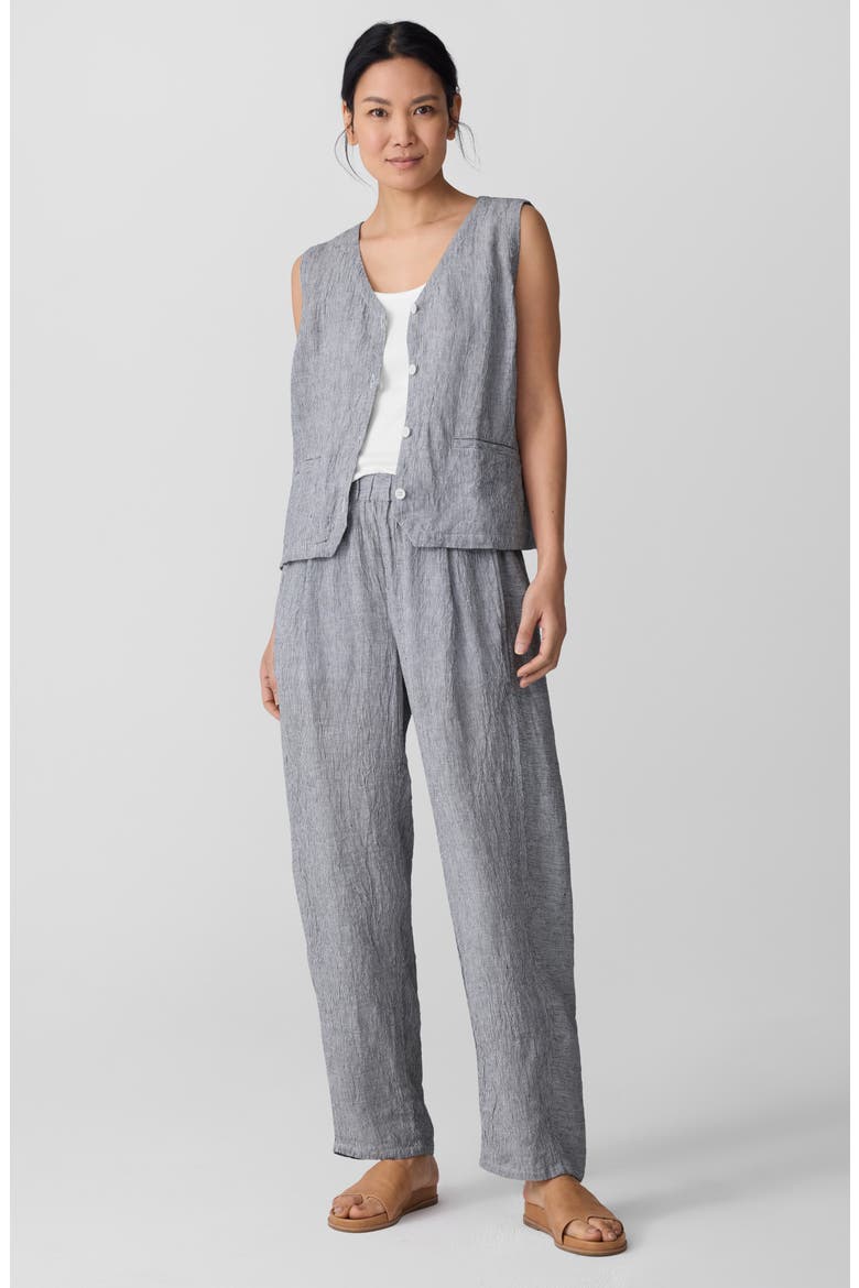 Stripe Organic Linen Lantern Pants, Alternate, color, INK