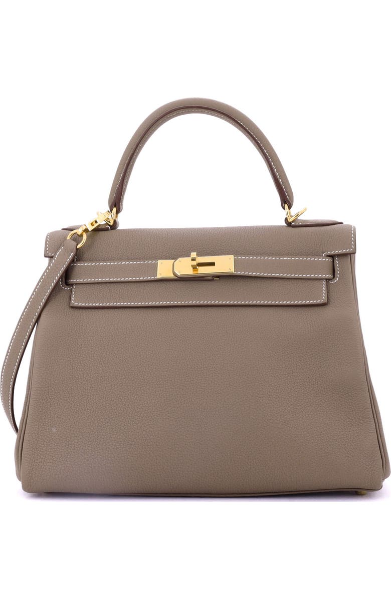 Pre-Owned Hermes Kelly Handbag Grey Togo with Gold Hardware 28, Main, color, Etoupe