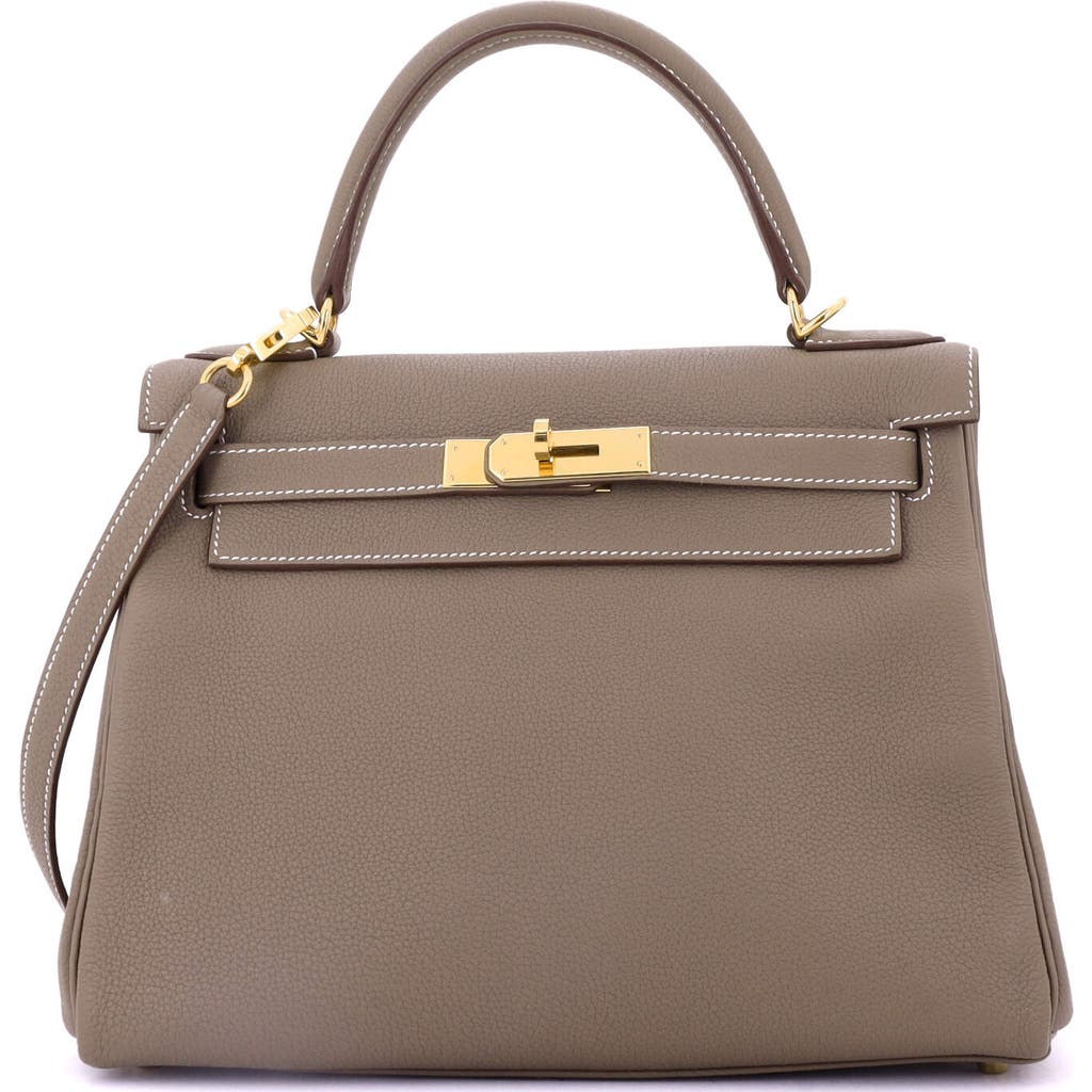 Pre-owned Hermes Hermes Kelly Handbag Grey Togo With Gold Hardware 28 In Brown