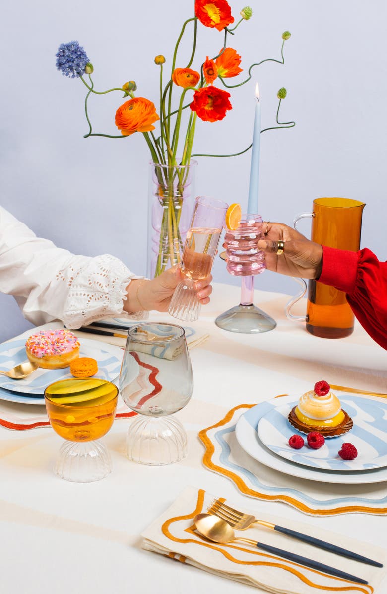 MISETTE Set of 4 Porcelain Salad Plates, Alternate, color, Color Block - Blue/ White