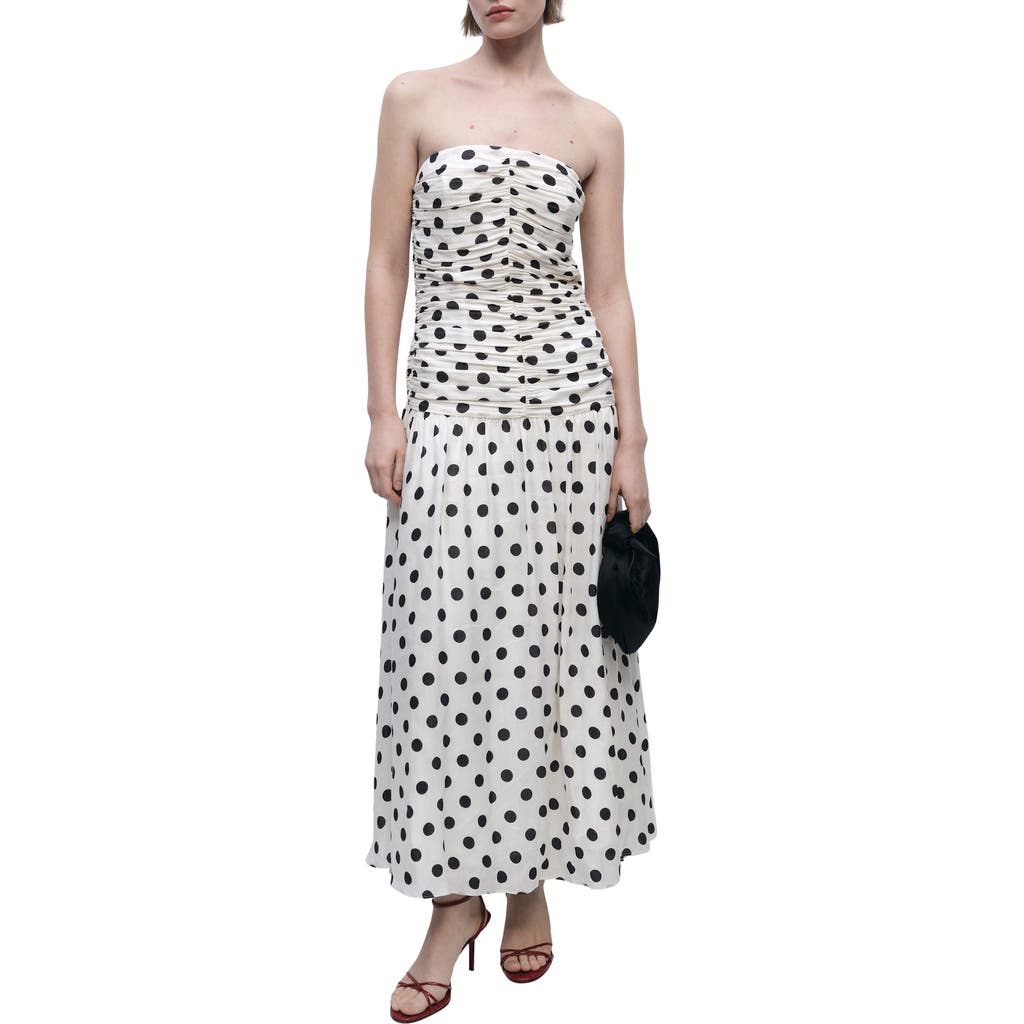 MANGO MANGO POLKA DOT RUCHED MAXI SUNDRESS