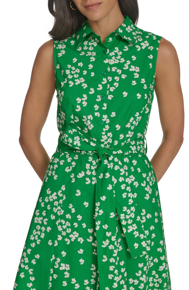 Calvin Klein Tie Waist Cotton Shirtdress, Alternate, color,