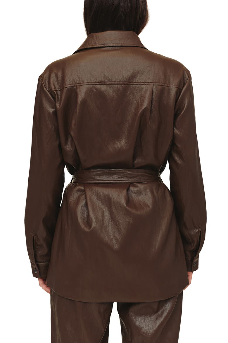 Faux Leather Belted Utility Jacket, Alternate, color, CAPPUCCINO