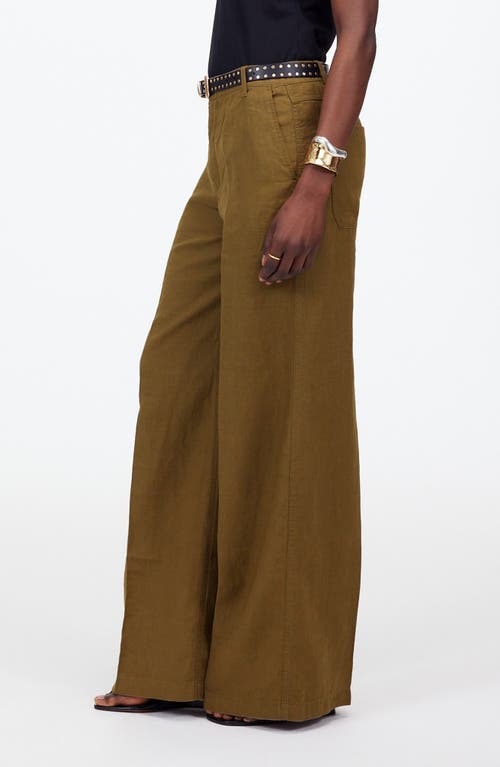Madewell Zoe Relaxed Wide Leg Linen Pants In Safari Khaki