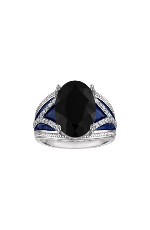 Onyx & Enamel Statement Ring