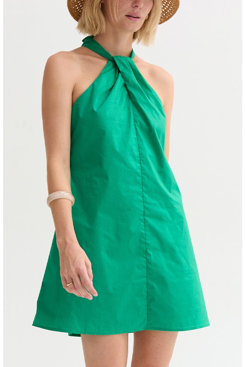 Halter Poplin Mini Dress, Main, color, Green