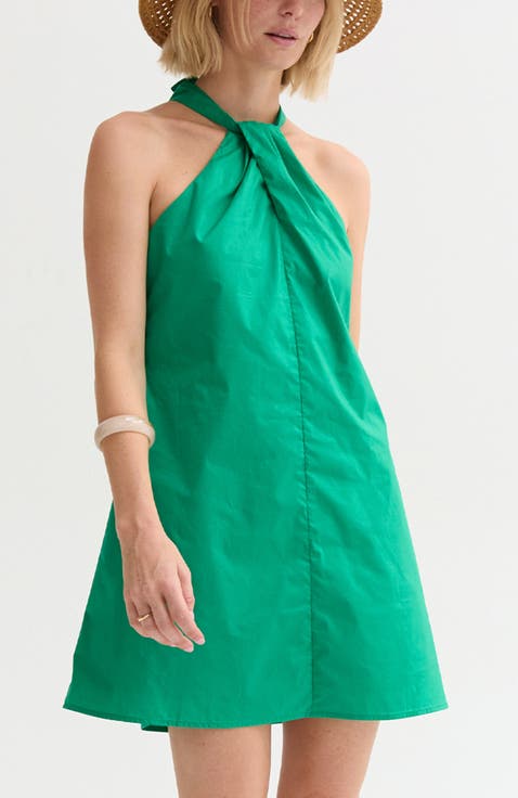 Halter Poplin Mini Dress