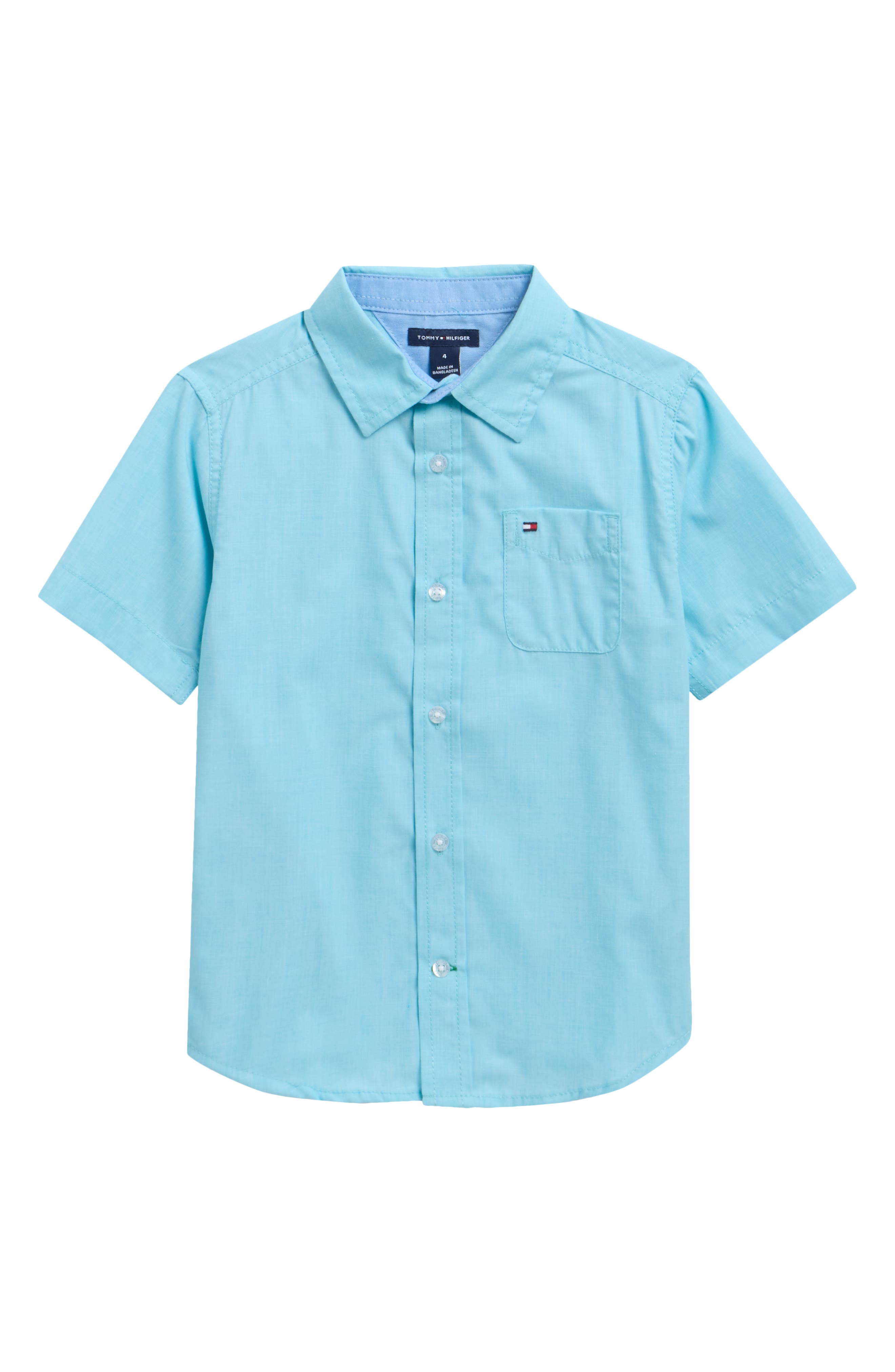 Tommy Hilfiger Kids' Solid Short Sleeve Button-Up Shirt