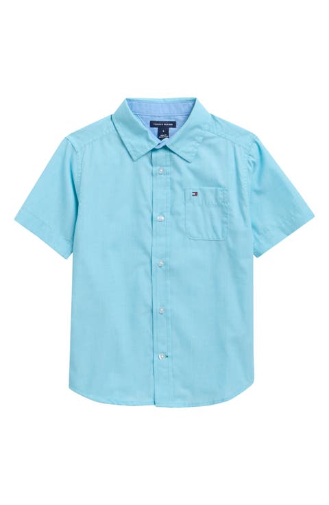Kids' Solid Short Sleeve Button-Up Shirt (Little Kid)