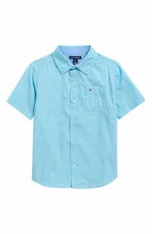Tommy Hilfiger Kids' Solid Short Sleeve Button-Up Shirt