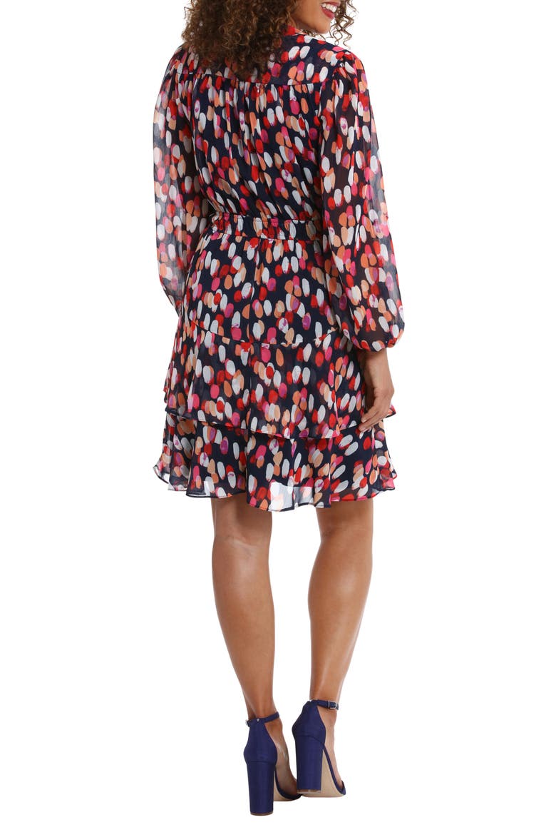 Yuryu Tiered Long Sleeve Dress, Alternate, color, NAVY/ CORAL