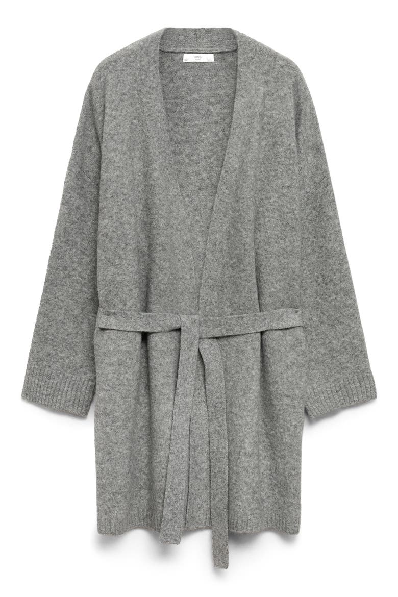 Tie Front Longline Cardigan, Alternate, color, GREY