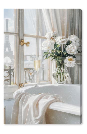 Wynwood Studio Ivory Bathroom In Paris Canvas Wall Art In White