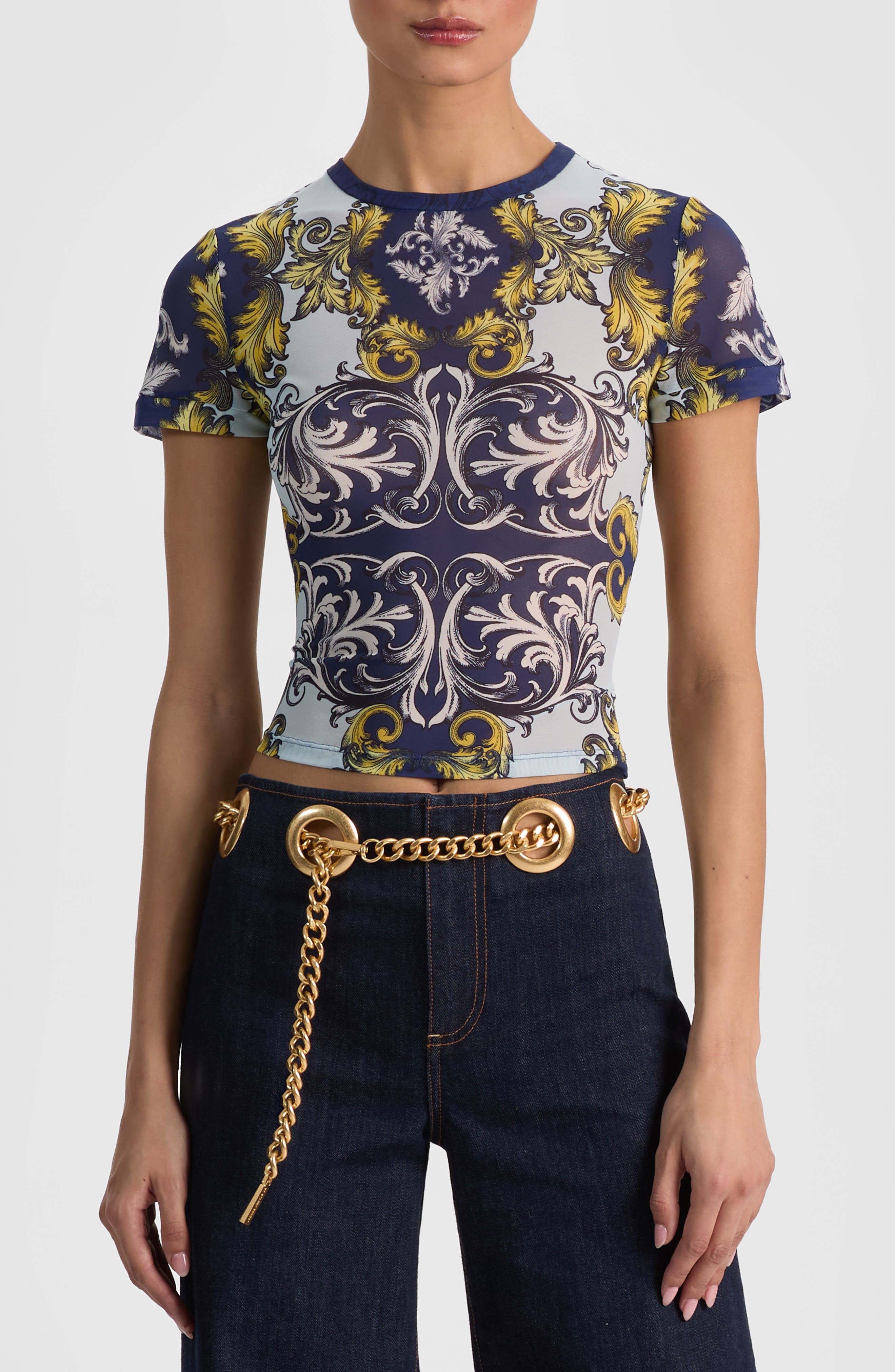 Tess Stretch Mesh Crop T-Shirt