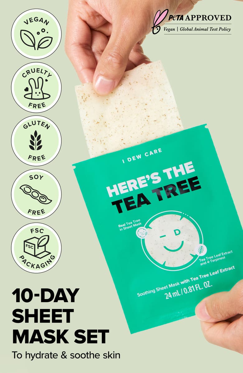 I DEW CARE Tea Tree Soothing 10-Piece Sheet Mask Set, Alternate, color,