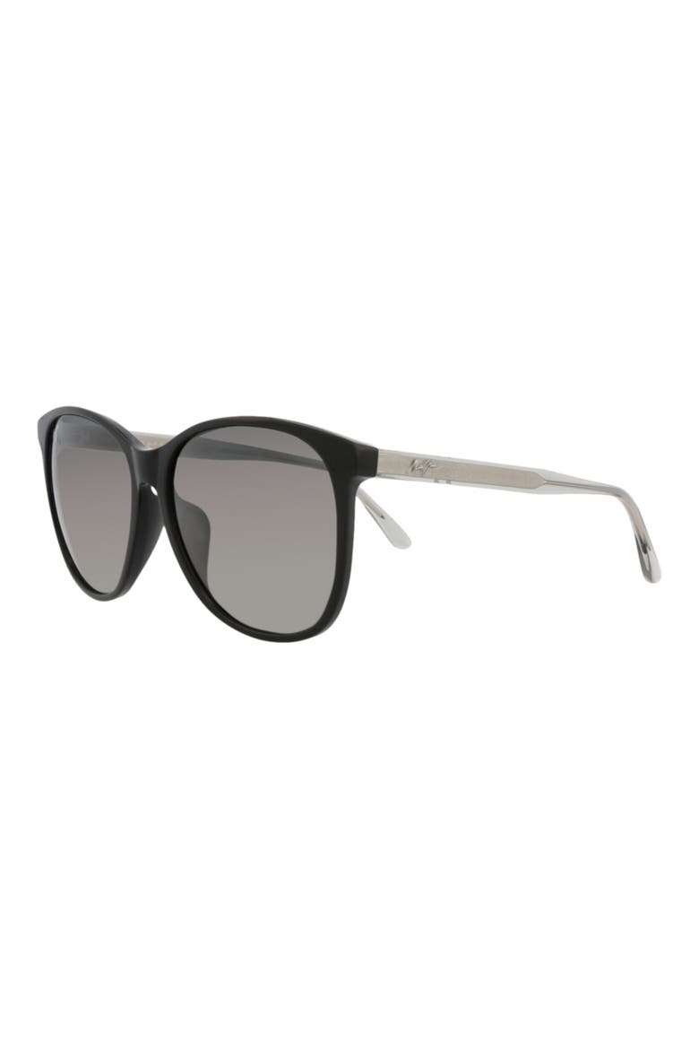 58mm Maui-Gradient Polarized Round Sunglasses, Alternate, color, BLACK GREY GREY