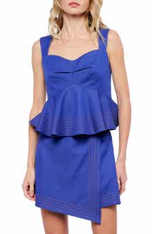 CIEBON Marcello Embroidered Hem Peplum Top