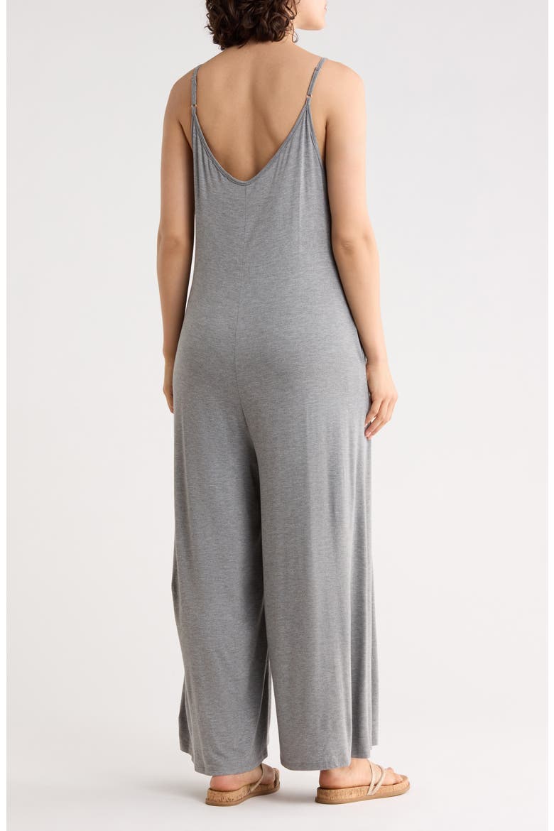 V-Neck Strappy Jumpsuit, Alternate, color, DARK HEATHER GREY