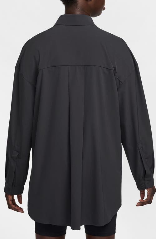 Nike 24.7 Dri-fit Button-up Shirt In Black/black