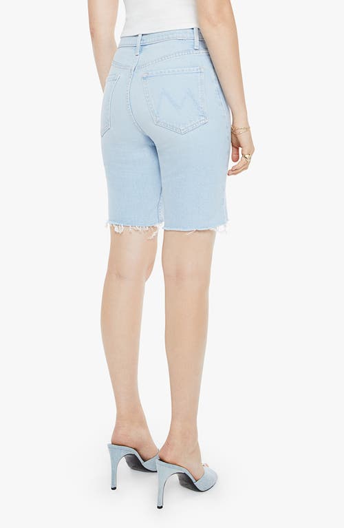 MOTHER MOTHER THE RIDER RAW HEM HIGH WAIST DENIM BERMUDA SHORTS