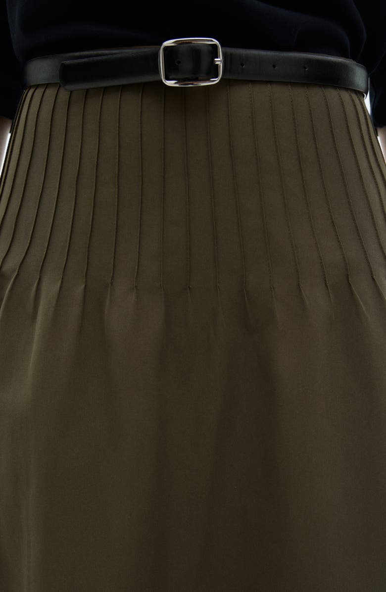MANGO Pleated Detail Flared Skirt, Alternate, color, Khaki Green