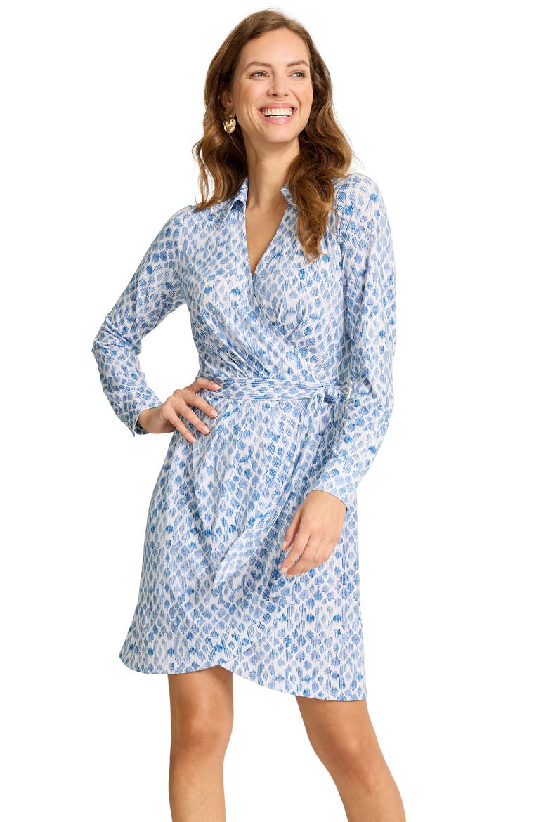 Carmela Coastal Sands Long Sleeve Wrap Shirtdress, Alternate, color, FRENCH BLUE
