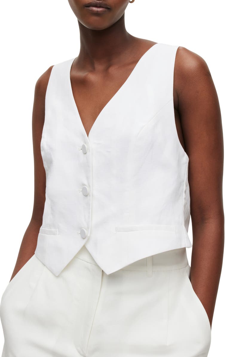 AllSaints Petra Crossback Vest, Main, color, Off White