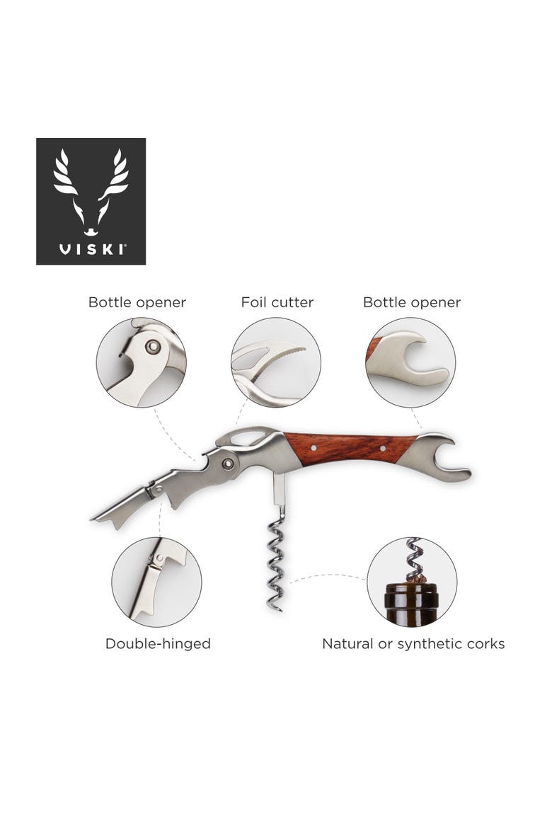 Admiral Double Opener Corkscrew in Stainless Steel, Alternate, color, Wood