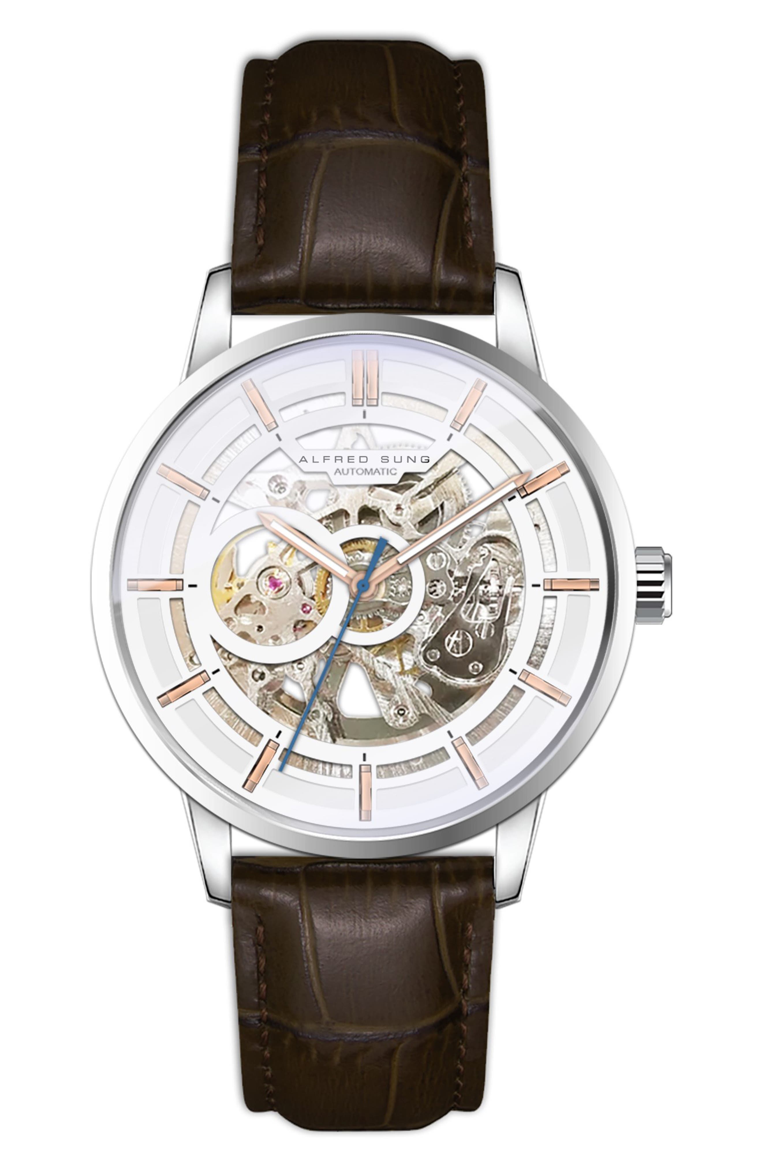 Alfred Sung Automatic III Quartz Leather Strap Watch, 43mm (Men ...