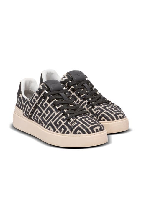 B-Court Monogrammed Canvas Trainers