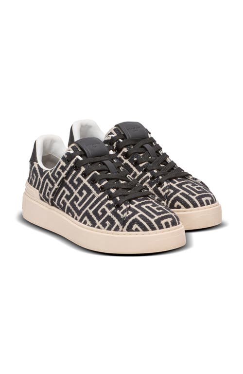 Balmain B-court Monogrammed Canvas Trainers In Black