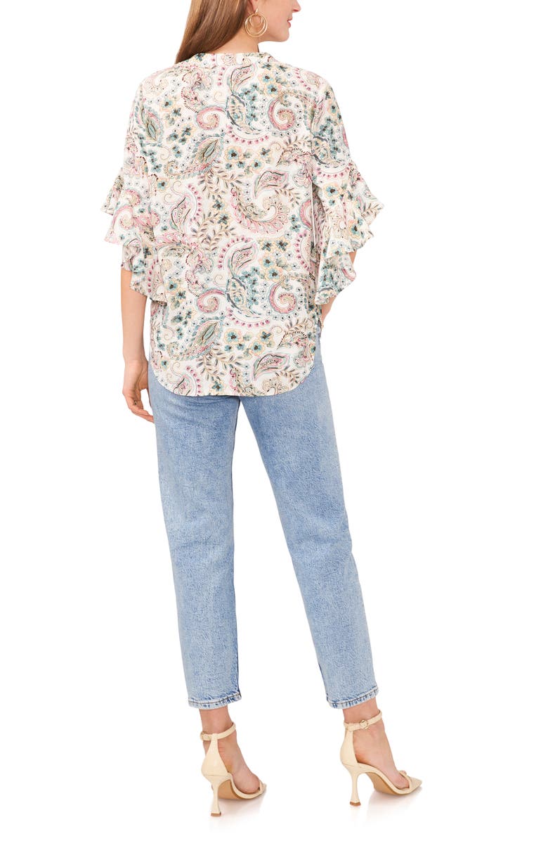 Vince Camuto Paisley Flutter Sleeve Georgette Top, Alternate, color,