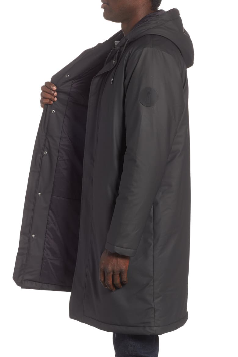 Thermal Hooded Raincoat, Alternate, color, BLACK